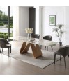 Fauteuil repas LEANA Tissu Blanc similicuir gris foncé
