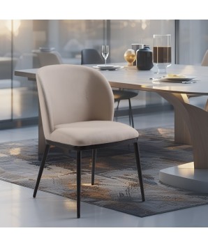 fauteuils pivotants LAETITIA simili cuir Beige Mid-Century dans salle à manger