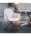 Lot de 2 fauteuils pivotants LOUISA Tissu Blanc Confort Rétro-Chic Lot de 2 fauteuils pivotants LOUISA Tissu Blanc Confort Rétro-Chic