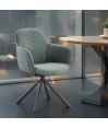 Lot de 2 fauteuils pivotants LOUISA Tissu Vert Confort Rétro-Chic Lot de 2 fauteuils pivotants LOUISA Tissu Vert Confort Rétro-Chic