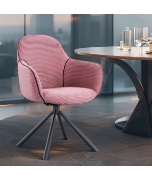 fauteuils pivotants LOUISA Tissu rose dans salle à manger