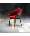 Lot de 2 fauteuils pivotants ELIO tissu Rouge & similicuir Noir Lot de 2 fauteuils pivotants ELIO tissu Rouge & similicuir Noir
