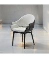 Lot de 2 fauteuils pivotants ELIO tissu Blanc & similicuir Noir Lot de 2 fauteuils pivotants ELIO tissu Blanc & similicuir Noir