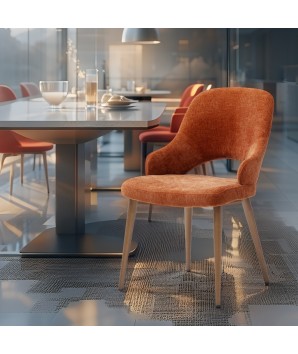 chaises CRISTINA Rétro-Chic Tissu Terracotta dans salle à manger