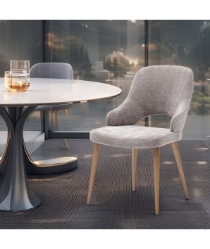 chaises CRISTINA Rétro-Chic Tissu gris dans salle à manger