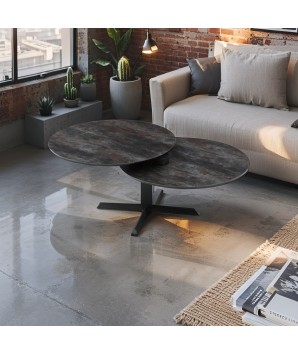 Table basse TAHITI 2 plateaux pivotants Shadow dans salon