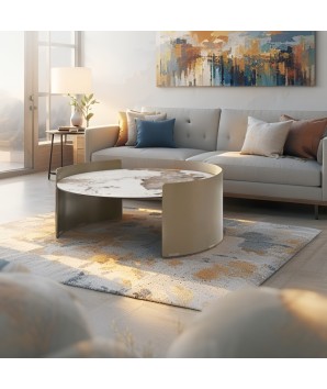 Table basse AURORE céramique Pandora Art Déco revisité dans salon