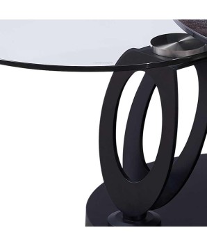 table basse OGIVE détail plateaux pivotant céramique acier corten détail verre pieds design organique