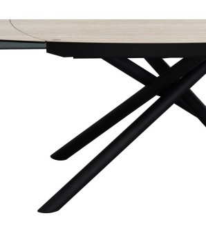 Table repas GLORIA 1m60 extensible 10 personnes céramique travertin détail pied