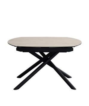 Table repas GLORIA 1m60 extensible 10 personnes céramique travertin fermée profil