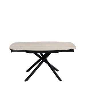 Table repas GLORIA 1m30 extensible 8 personnes céramique Travertin ouverte
