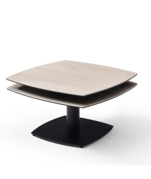 Table basse 2 plateaux pivotants céramique Travertin TONGA