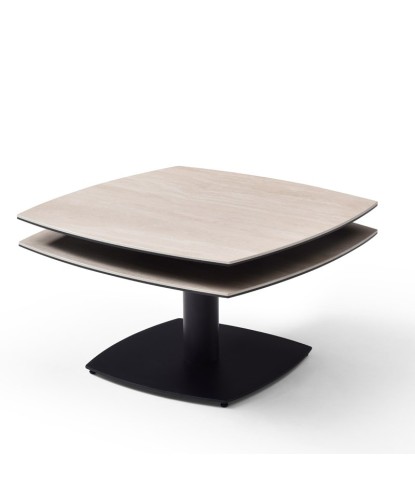 Table basse 2 plateaux pivotants céramique Travertin TONGA