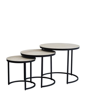 Tables gigognes rondes céramique travertin TRIO (set de 3 tables)