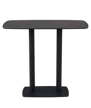 table repas haute ELSA plateau céramique acier corten 6 personnes design industriel vue face
