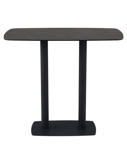table repas haute ELSA plateau céramique acier corten 6 personnes design industriel vue face