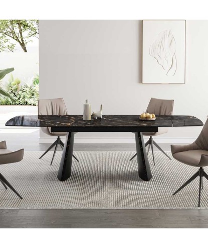 Table de repas design italien LEA céramique Nera 2m extensible 14 personnes