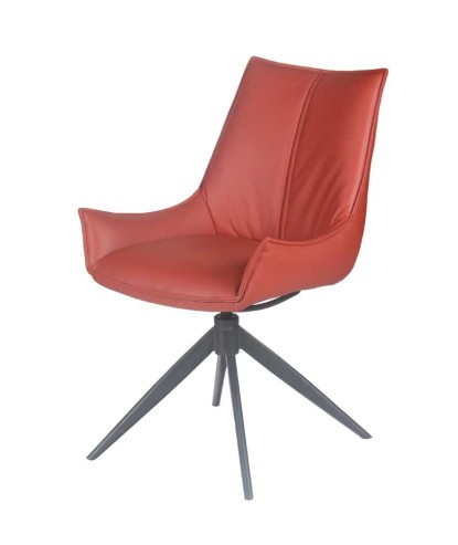 Chaise pivotante design LEA cuir Rouge - Lot de 2