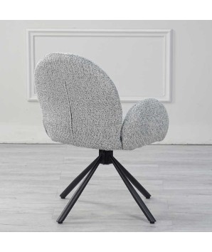 chaise pivotantes pour table à manger EMILIA Modernisme réinterprété tissu Gris vue 3/4 dos
