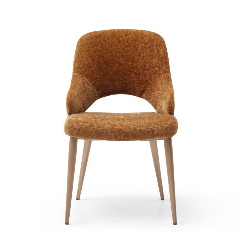 Chaises pour table à manger CRISTINA Rétro-Chic Tissu bronze - Lot de 2 Chaises pour table à manger CRISTINA Rétro-Chic Tissu bronze - Lot de 2