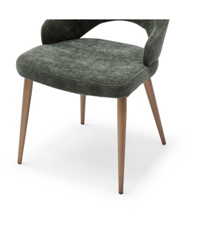 Chaises pour table à manger CRISTINA Rétro-Chic Tissu vert - Lot de 2