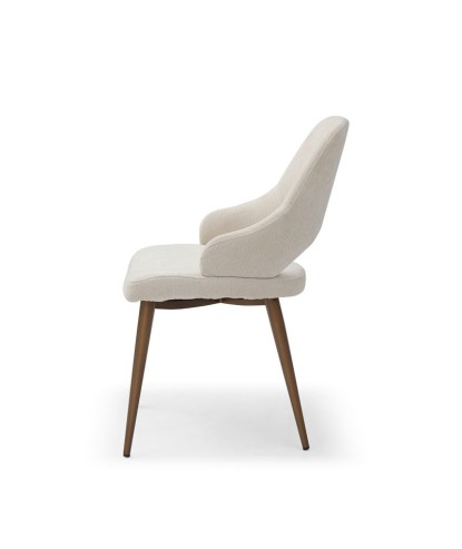 Chaises pour table à manger CRISTINA Rétro-Chic Tissu beige - Lot de 2