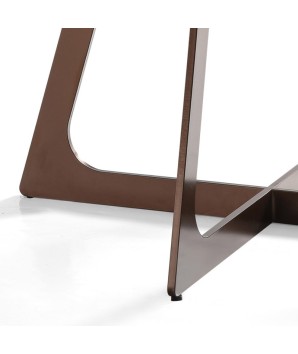 table basse ronde VOGUE minimaliste détail pied industriel métal plateau verre