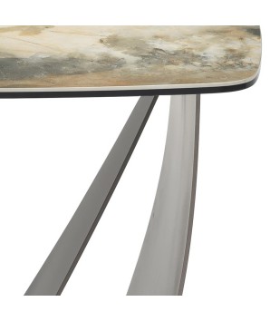 bout de canapé contemporain OMEGA détail plateau céramique lezzia pied ruban métal neo futuriste