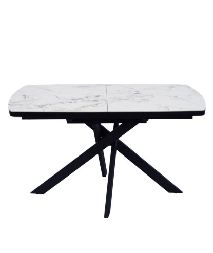 table a manger 6 a 8 personnes ELVIRA plateau céramique jade blanche luxe fermé pied design sculptural