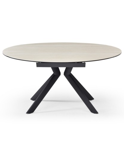 Table repas ronde - rectangulaire SOFIA 1m50 céramique Travertin 6-8 personnes