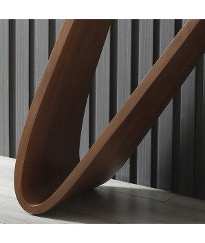 Console verre bois noyer WENDY detail pied design