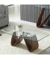 Table basse bois et verre design organique WENDY en noyer Table basse bois et verre design organique WENDY en noyer