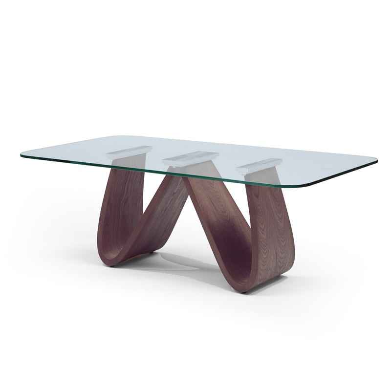 Table basse bois et verre design organique WENDY en noyer Table basse bois et verre design organique WENDY en noyer