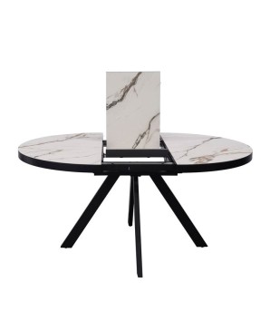 table de salle à manger NATALIA fermée plateau céramique golden stone système ralloinge papillon