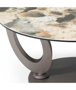 Table basse OGIVE plateaux pivotant céramique lezzia verre détail pieds design organique