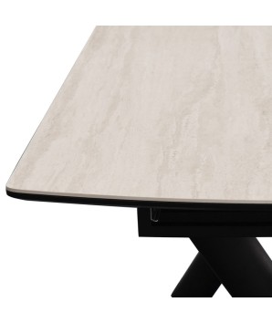 table repas extensible Nina détail céramique travertin