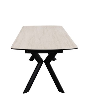 table céramique extensible 10 personnes Nina travertin vue coté