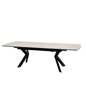 table à manger 10 personnes extensible Nina planteau céramique travertin ouverte