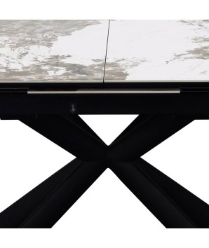 table repas VIRGINIA plateau céramique pandora extensible 8 personnes detail pied x industriel