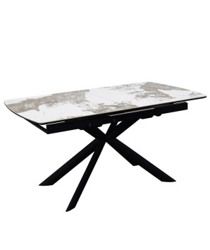 table repas VIRGINIA plateau céramique pandora extensible 8 personnes pied x industriel fermée 3/4