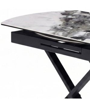 Table relevable STAND UP céramique cold jade polymorphe détail mécanisme rallonge