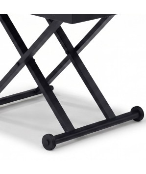 Table relevable STAND UP céramique cold jade détail roulettes