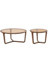 Table basse verre sépia bois noyer SYMPHONIE Grand modèle