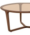 Table basse verre sépia bois noyer SYMPHONIE Grand modèle