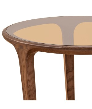 table basse salon ronde SYMPHONIE design mid century petit modele detail plateau
