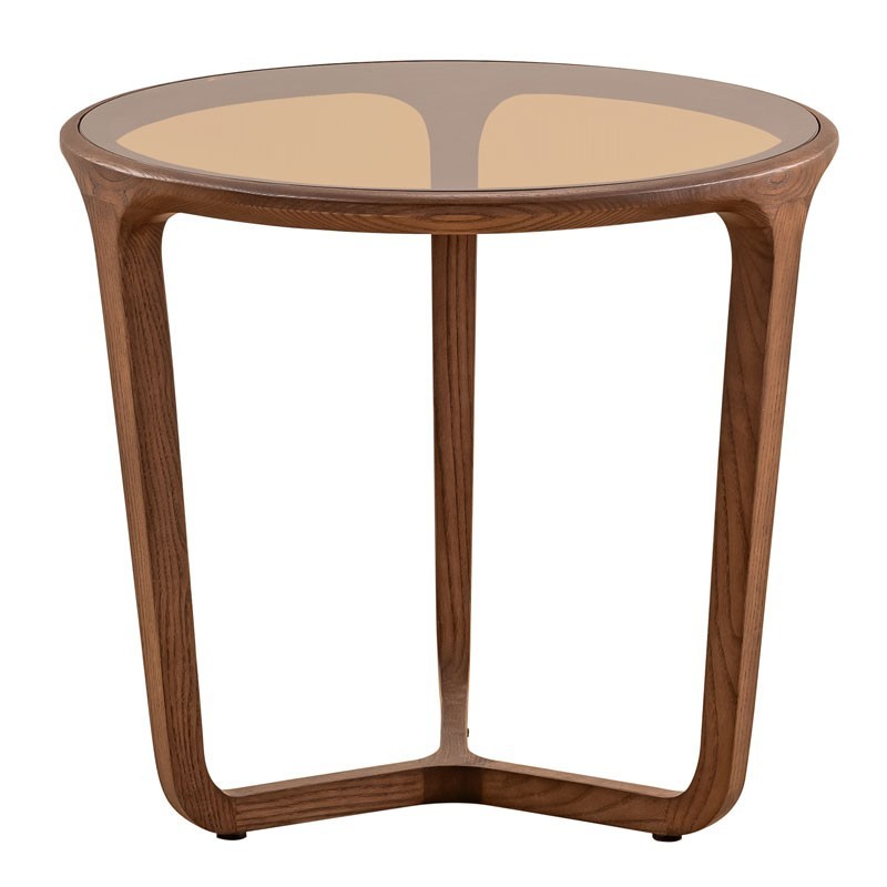 Bout de canapé verre sépia bois noyer SYMPHONIE Bout de canapé verre sépia bois noyer SYMPHONIE