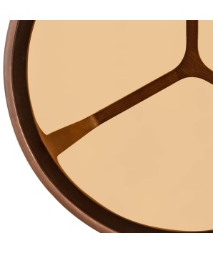 Bout de canape verre bois SYMPHONIE rond detail verre sepia