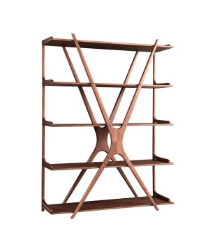Etagère Bibliothèque bois Noyer MELODIE Design Mid-Century