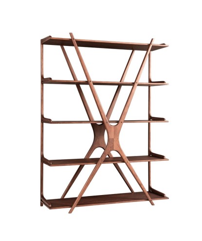 Etagère Bibliothèque bois Noyer MELODIE Design Mid-Century