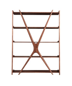 Etagere bibliotheque bois mid century MELODIE vue face